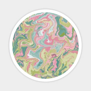 Shades of Happy Pastel Pink and Green Aesthetic Marble Pattern Magnet